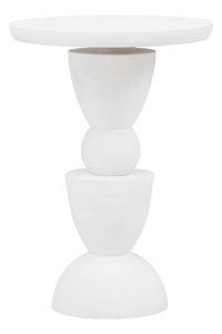 Walsa Whitewash Mango Wood Circle Column Detail Side Table