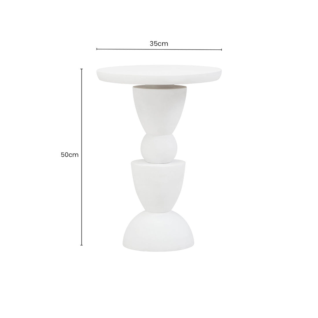Whitewash Mango Wood Round Top Side Table with Sculptural Pedestal Base, Walsa