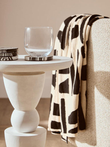 Walsa Whitewash Mango Wood Circle Column Detail Side Table