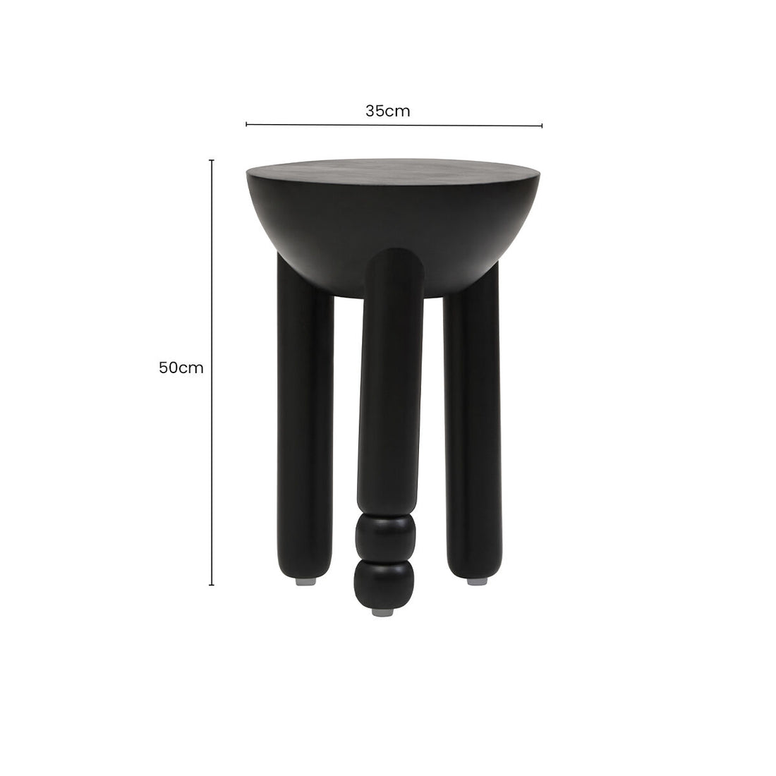 Black Mango Wood Round Side Table with Column Detail Base, Walsa