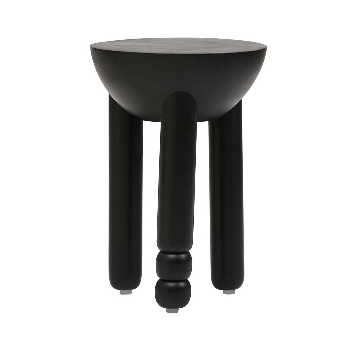 Walsa Black Finish Mango Wood Column Detail Round Side Table