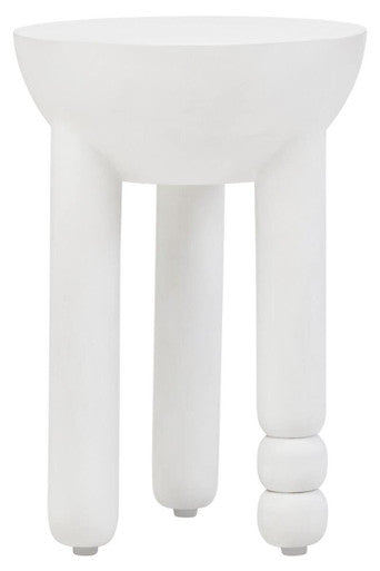 Walsa Whitewash Mango Wood Column Detail Round Side Table