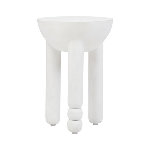 Walsa Whitewash Mango Wood Column Detail Round Side Table