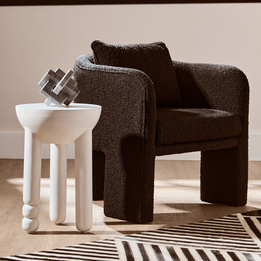 Walsa Whitewash Mango Wood Column Detail Round Side Table