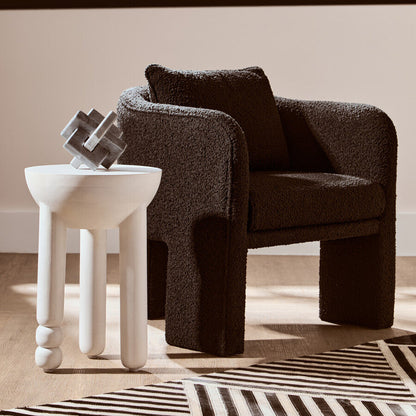 Walsa Whitewash Mango Wood Column Detail Round Side Table