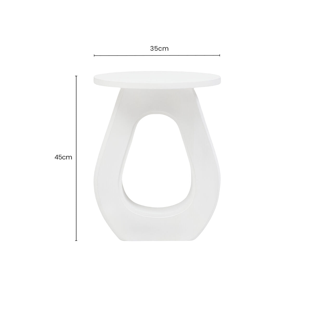 Whitewash Finish Mango Wood Accent Table with Horseshoe Cutout Base, Walsa