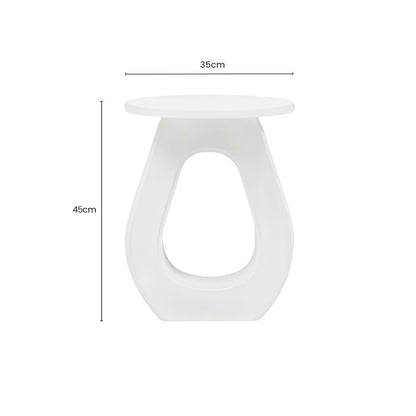 Whitewash Finish Mango Wood Accent Table with Horseshoe Cutout Base, Walsa