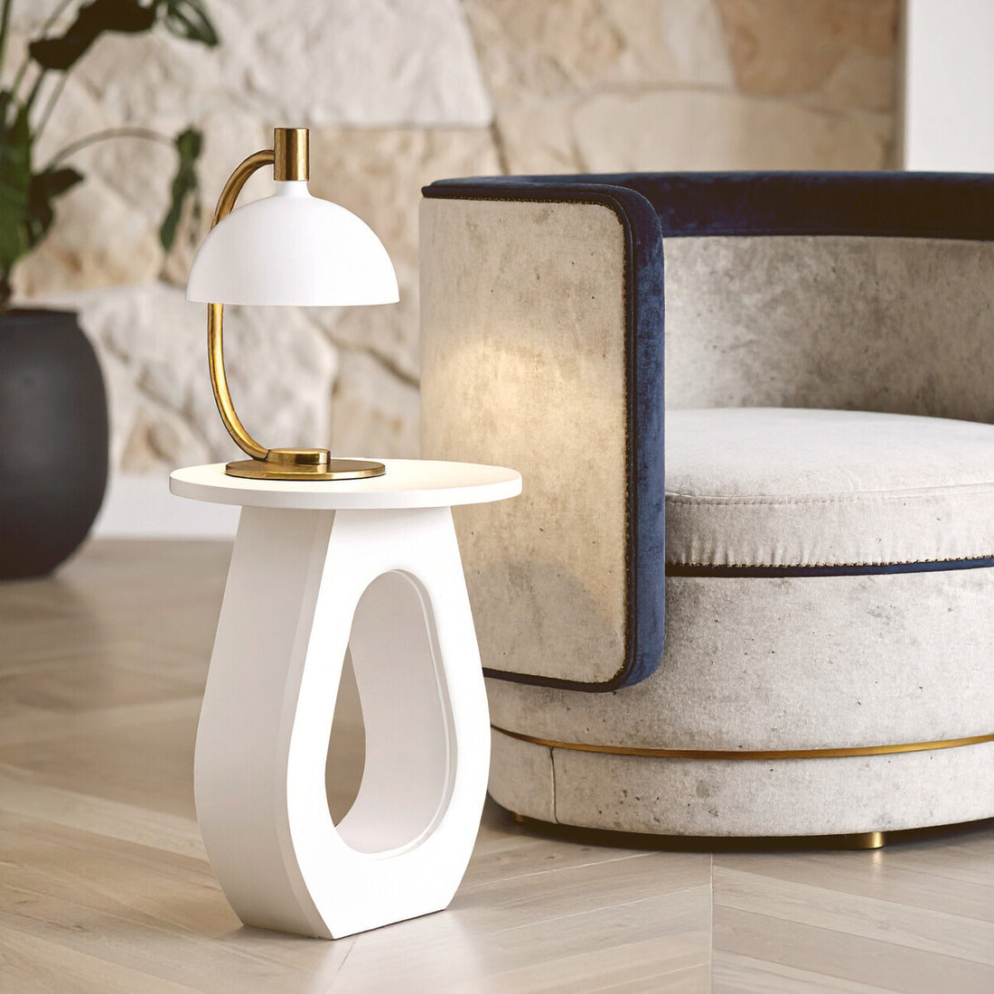 Walsa Whitewash Mango Wood Accent Table