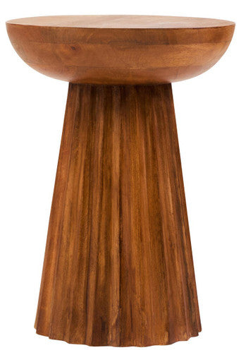 Walsa Natural Mango Wood Carved Ridge Side Table