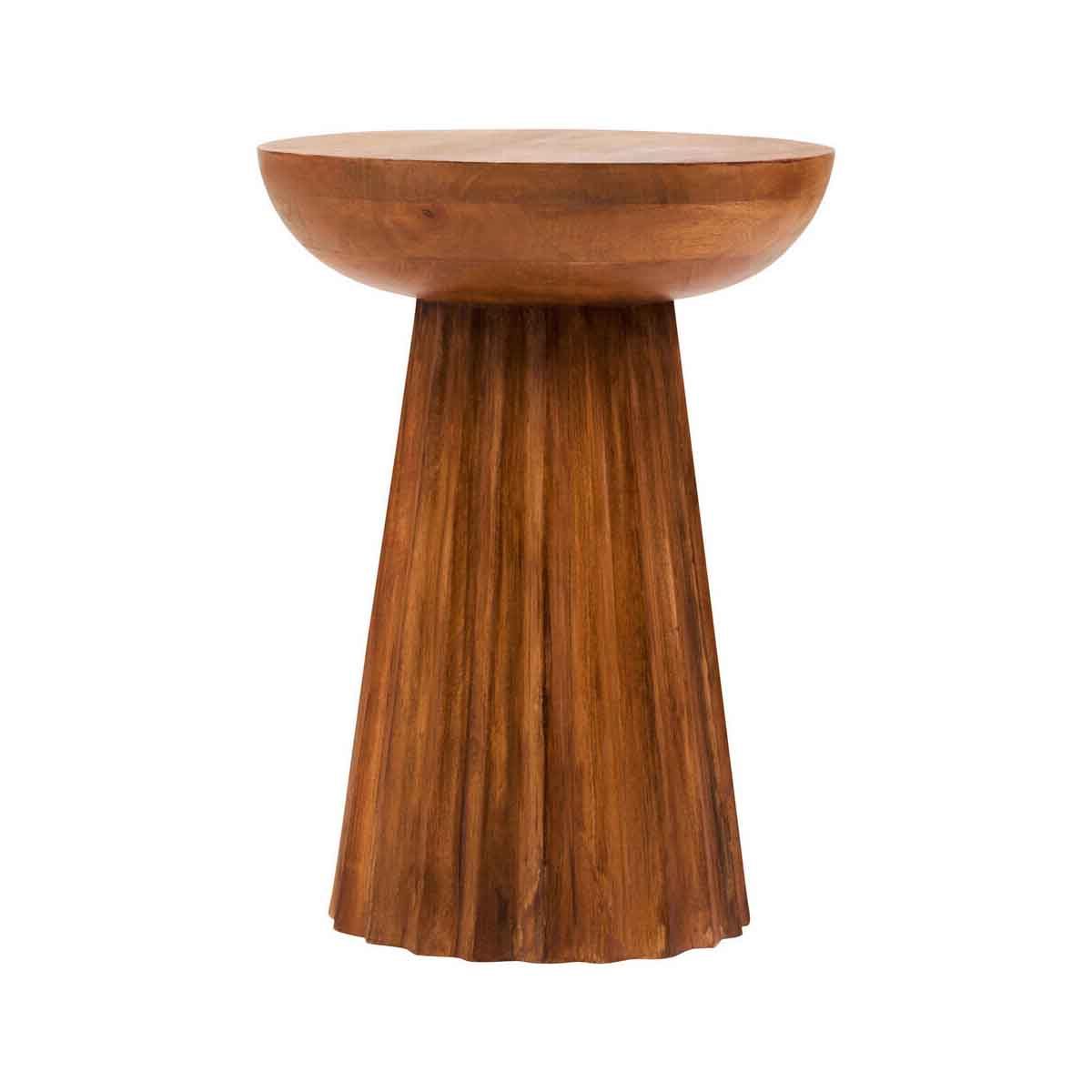 Walsa Natural Mango Wood Carved Ridge Side Table