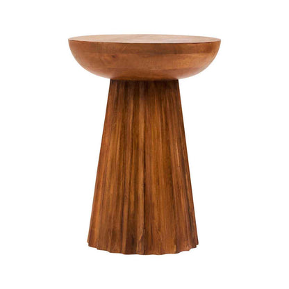 Walsa Natural Mango Wood Carved Ridge Side Table