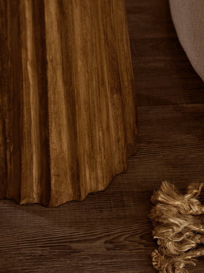 Walsa Natural Mango Wood Carved Ridge Side Table
