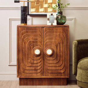 Sangar Two Door Mango Wood Carved Cabinet