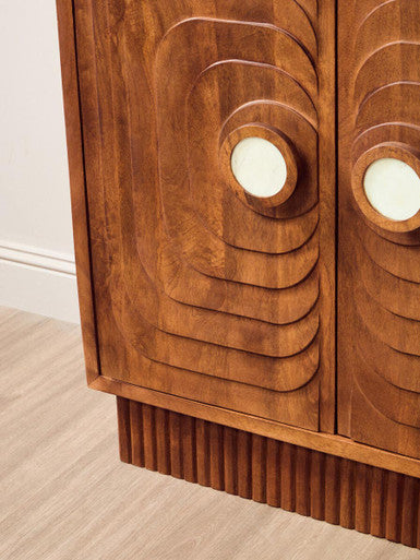 Sangar Two Door Mango Wood Carved Design Cabinet