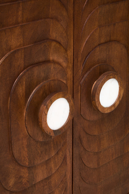 Sangar Two Door Mango Wood Carved Design Cabinet