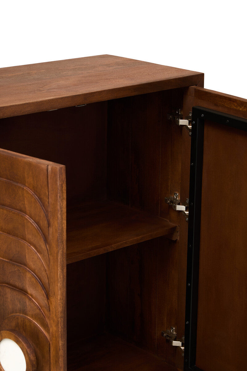 Sangar Two Door Mango Wood Carved Design Cabinet