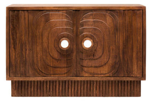 Sangar Two Door Mango Wood Carved Design Sideboard