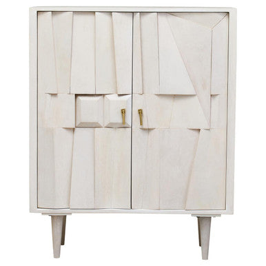 Sita Two Door Mango Wood Abstract Design Cabinet