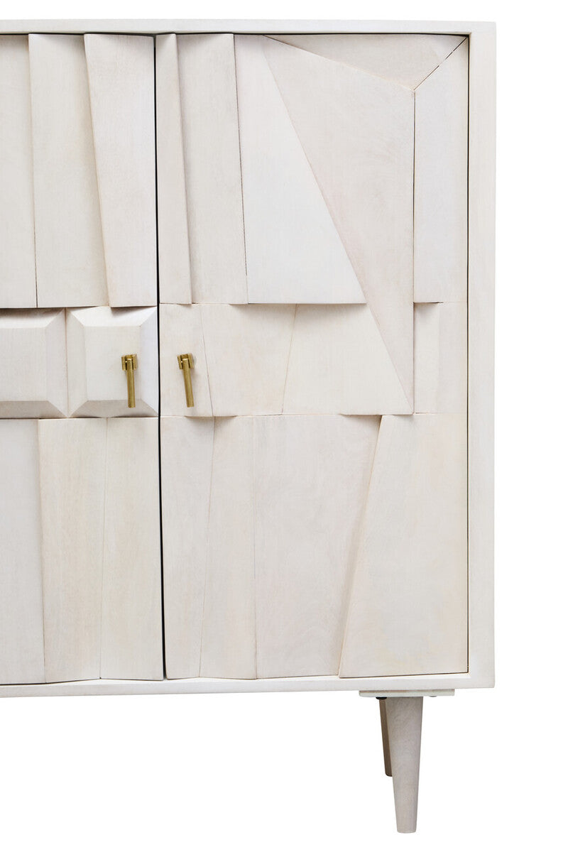 Sita Two Door Whitewash Mango Wood Abstract Cabinet - Image 12
