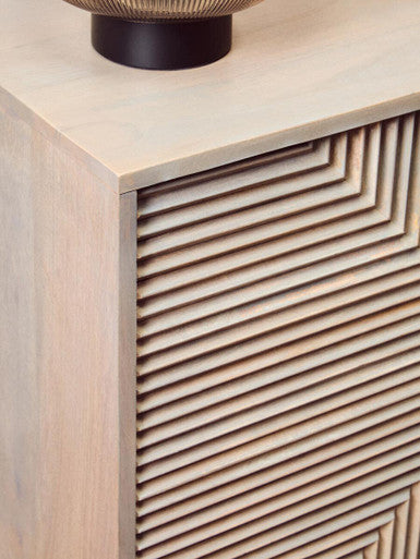 Satna Two Door Greywash Carved Mango Wood Sideboard - Image 9