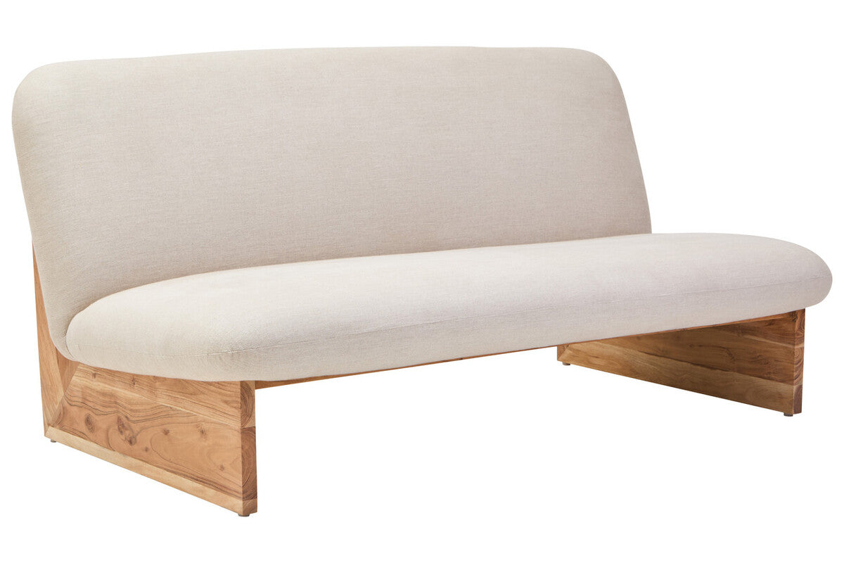 Parova Two Seater Linen Texture Armless Sofa With Wood Base