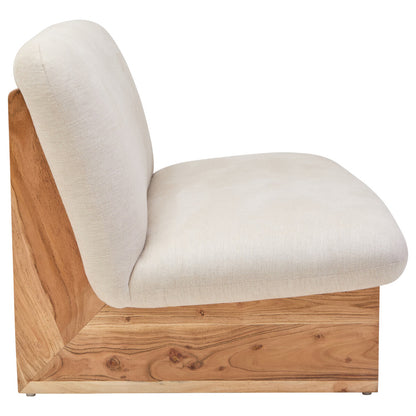 Parova Two Seater Linen Texture Armless Sofa With Wood Base