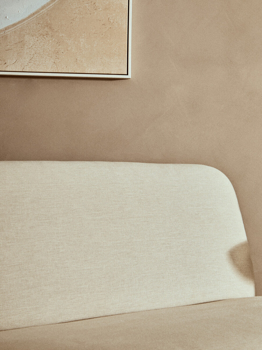 Parova Two Seater Linen Texture Armless Sofa With Wood Base