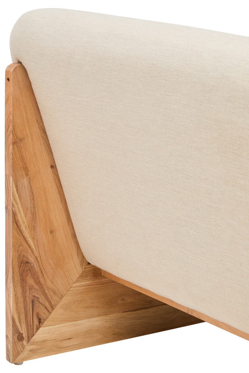 2 Seater Armless Cream Textured Linen Sofa with Wood Base, Parova - Image 14