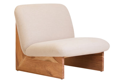 Parova Linen Texture Armless Chair With Wood Base