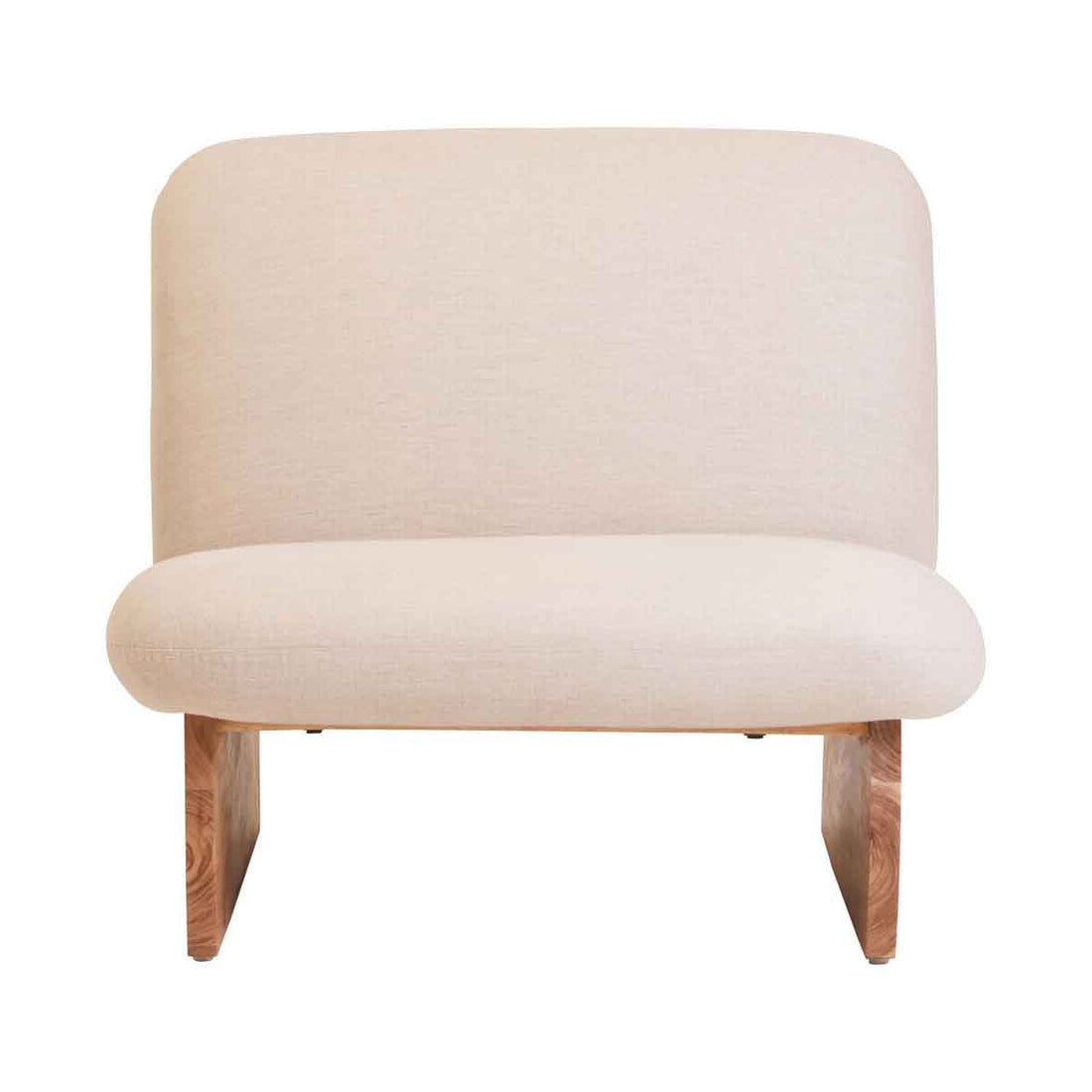Parova Linen Texture Armless Chair With Wood Base