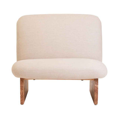 Parova Linen Texture Armless Chair With Wood Base
