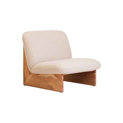 Parova Linen Texture Armless Chair With Wood Base