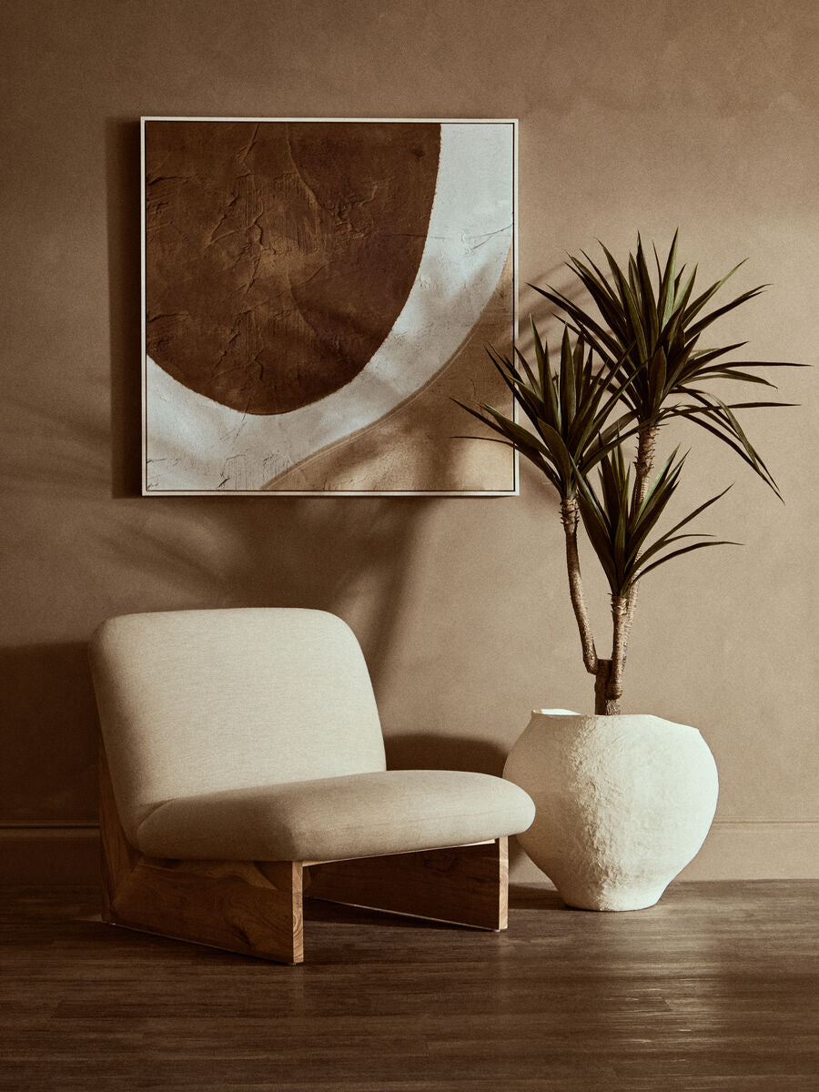 Parova Linen Texture Armless Chair With Wood Base