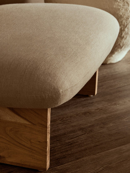 Parova Cream Linen Textured Armless Chair With Wood Base