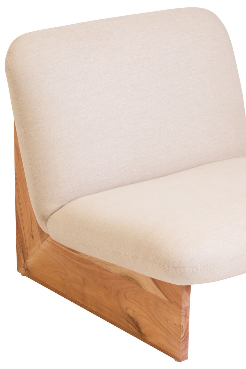 Parova Cream Linen Textured Armless Chair With Wood Base - Image 12
