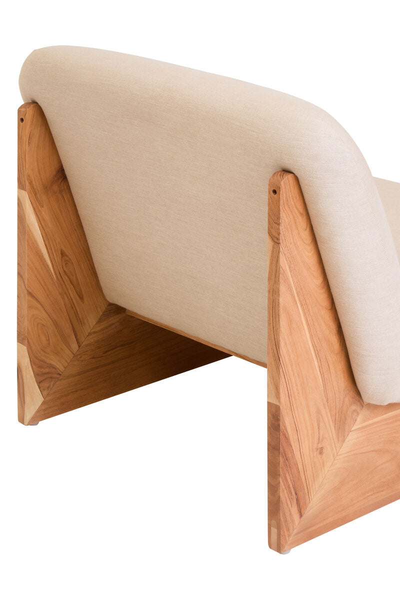 Parova Cream Linen Textured Armless Chair With Wood Base - Image 9