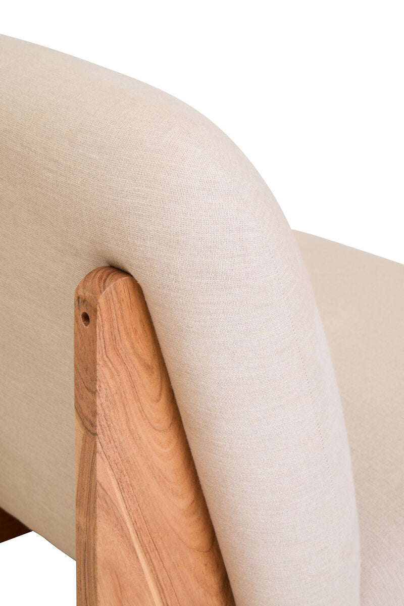 Parova Cream Linen Textured Armless Chair With Wood Base - Image 13