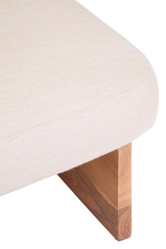 Parova Cream Linen Textured Footstool With Wood Base - Image 6