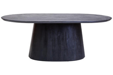Round dark gray table on a white background