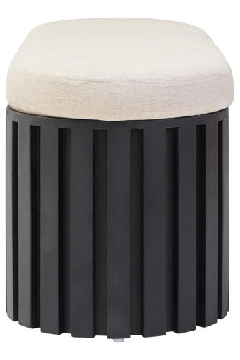 Perdoba Ridge Base Mango Wood Black Finish Texture Fabric Bench