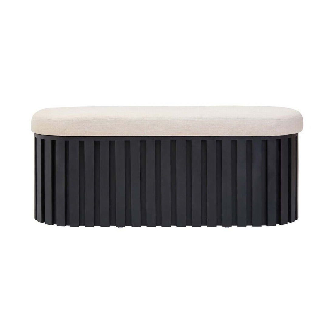 Perdoba Ridge Base Mango Wood Black Finish Texture Fabric Bench