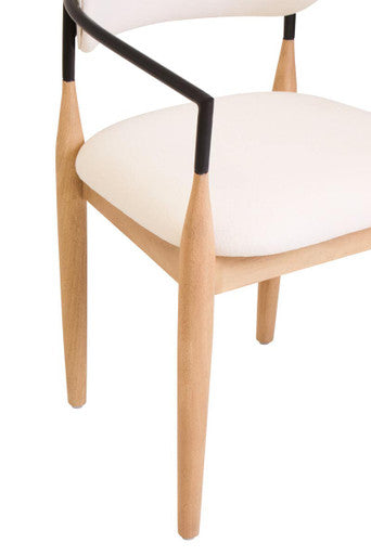 Persolo Cream Textured Dining Chair with Wood Frame - Image 10