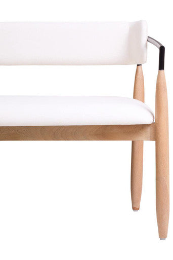 Persolo Cream Textured Fabric Dining Bench with Wood Frame - Image 10