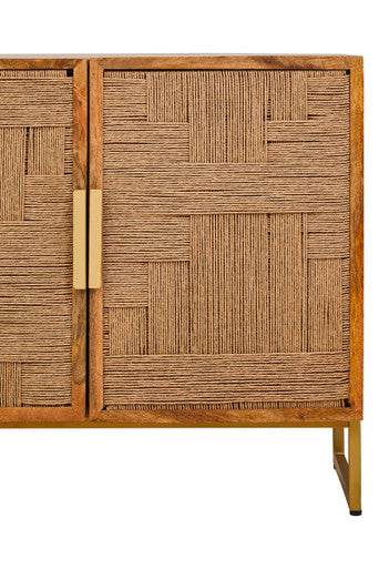Teora Mango Wood Paper Rope Detail Four Door Sideboard - Image 6