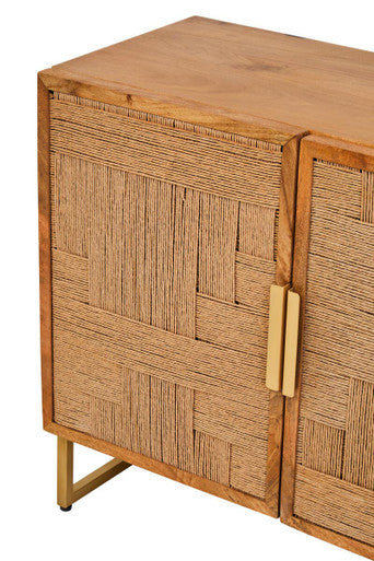 Teora Mango Wood Paper Rope Detail Four Door Sideboard - Image 7