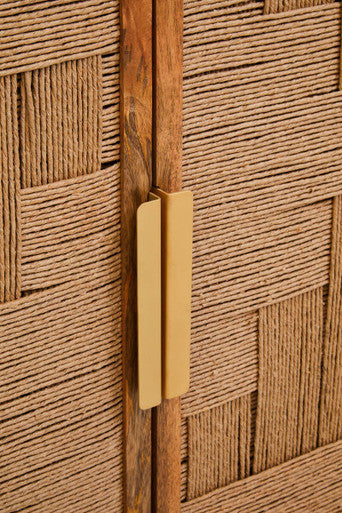 Teora Mango Wood Paper Rope Detail Four Door Sideboard - Image 8