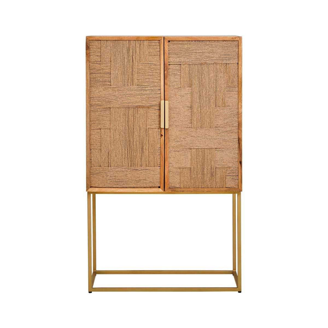 Teora Paper Rope Detail Two Door Mango Wood Cabinet