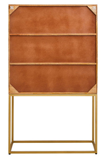 Teora Paper Rope Detail Two Door Mango Wood Cabinet - Image 5