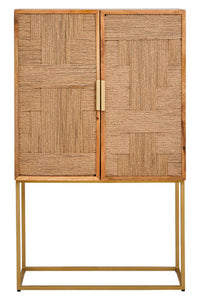 Teora Paper Rope Detail Two Door Mango Wood Cabinet