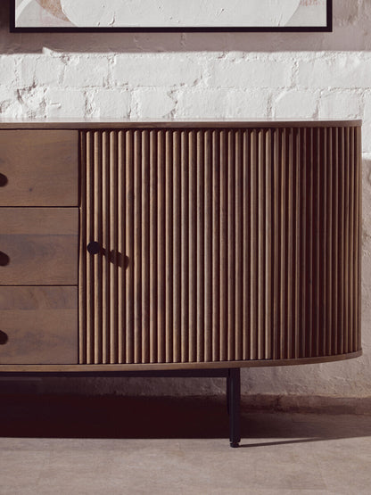 Torello Two Door Three Drawer Grey Mango Wood Sideboard